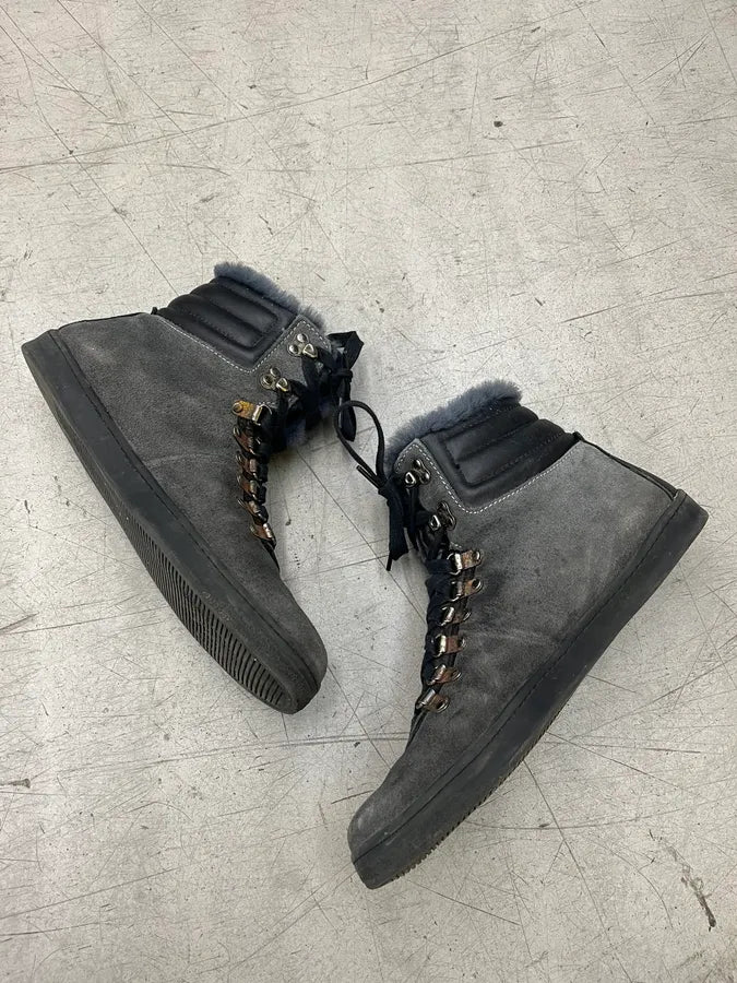 Gucci Fur-Lined Grey & Navy Suede Leather Boots QgGwZyP 2