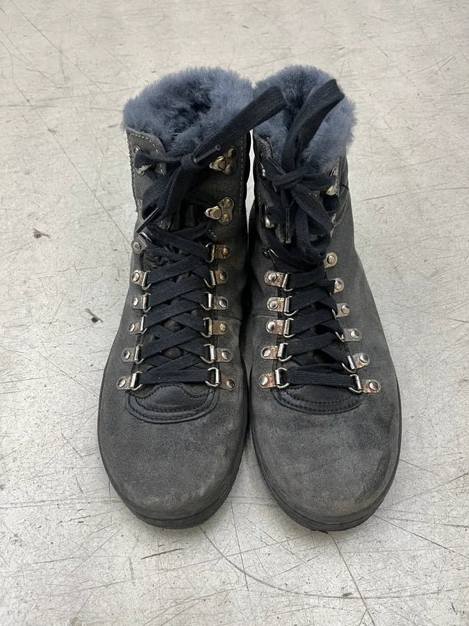 Gucci Fur-Lined Grey & Navy Suede Leather Boots QgGwZyP 3