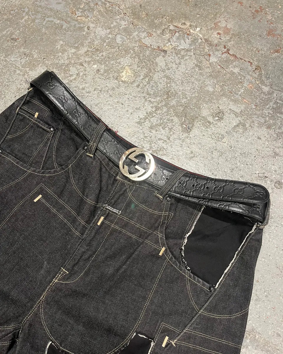 Gucci G Black Leather Logo Belt (OS) gyHVyEW 0