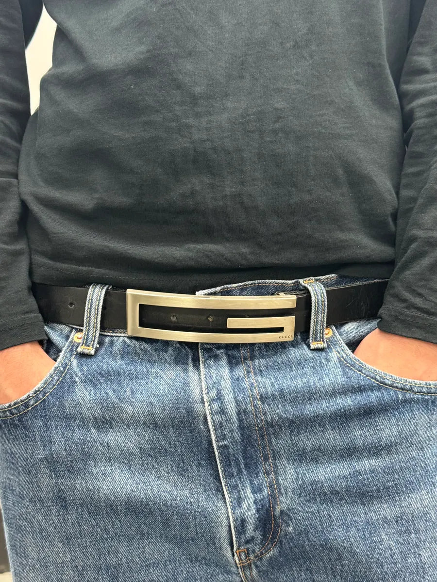 Gucci G-Buckle Black Leather Belt JdQwQlE 1