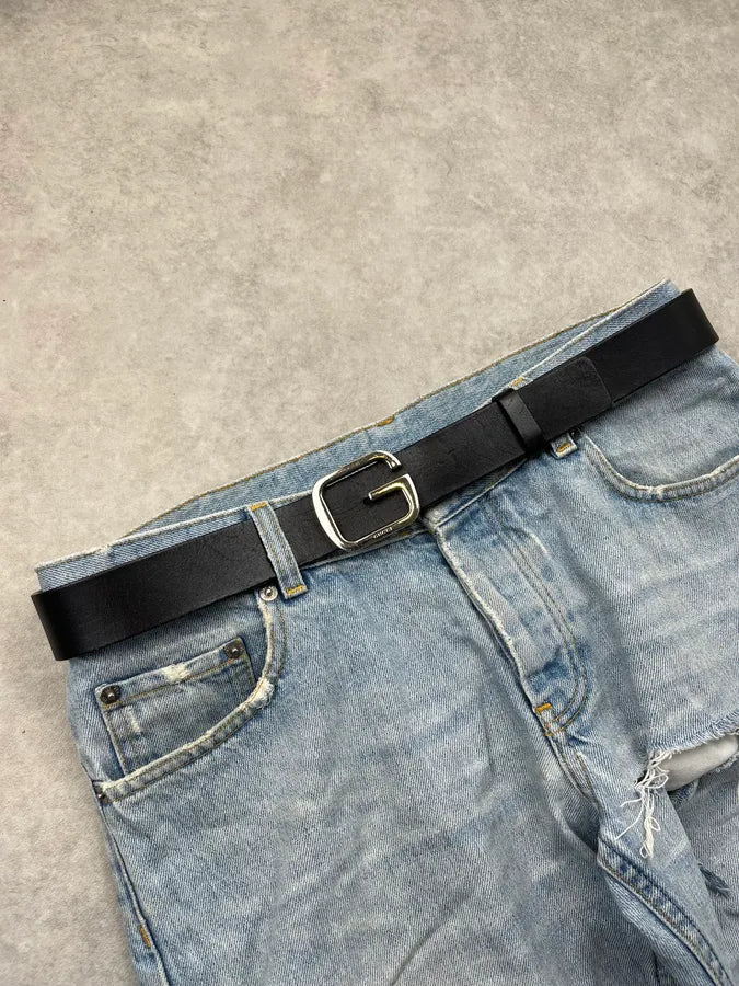 Gucci G-Buckle Black Leather Belt MOcDQHD 0