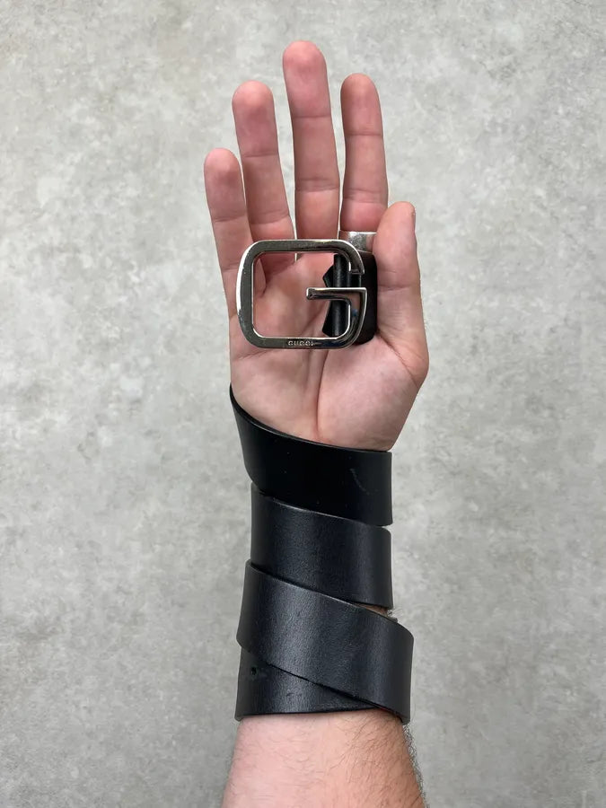 Gucci G-Buckle Black Leather Belt MOcDQHD 1