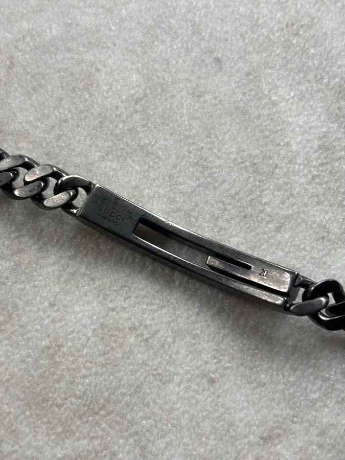 Gucci G Logo Black Silver Metal Bracelet BjKrqQv 8