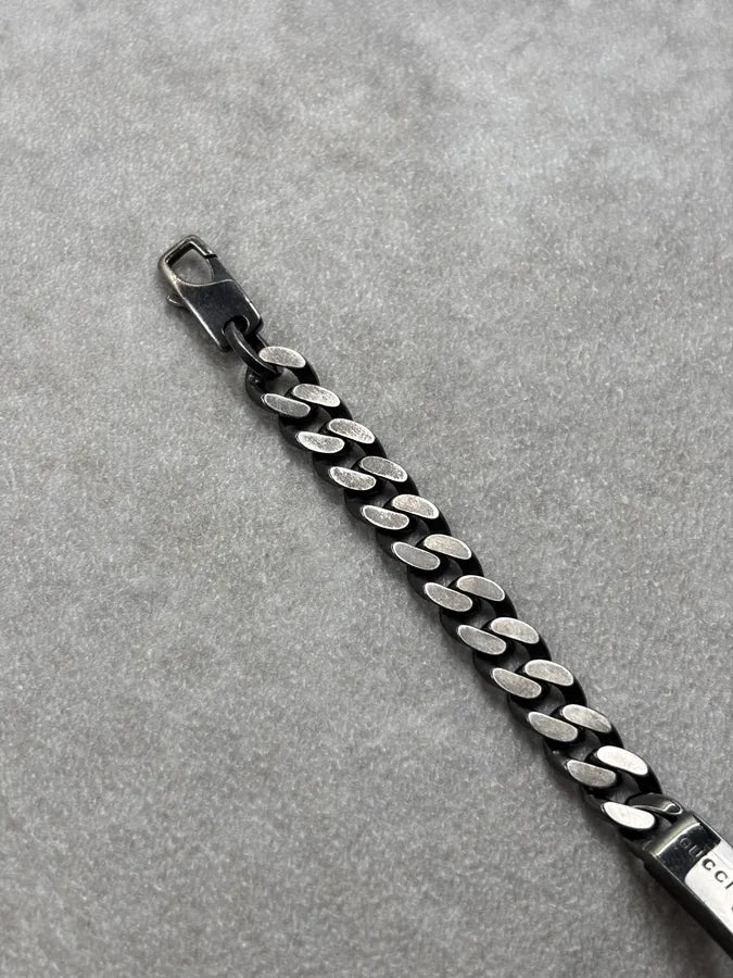 Gucci G Logo Black Silver Metal Bracelet BjKrqQv 6
