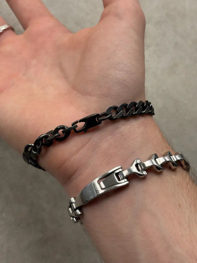 Gucci G Logo Black Silver Metal Bracelet BjKrqQv 2