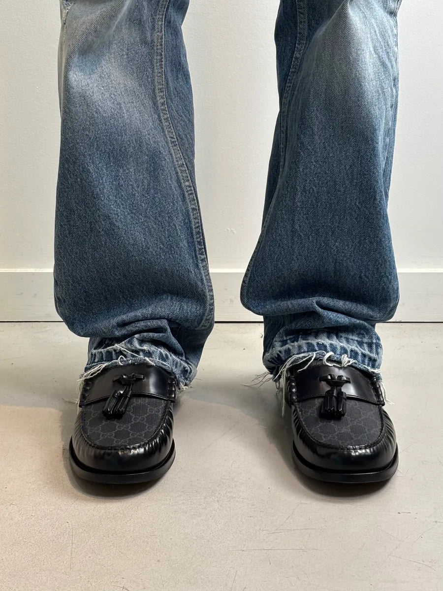 Gucci GG Supreme Tassel Leather Loafers Black PJVfHcj 1