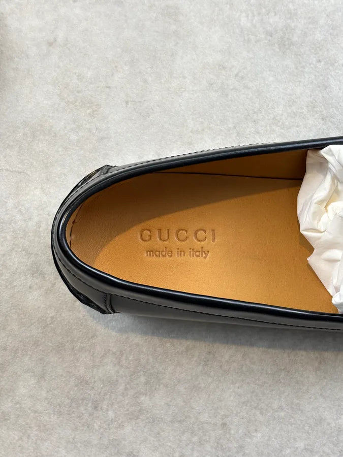 Gucci GG Supreme Tassel Leather Loafers Black PJVfHcj 9