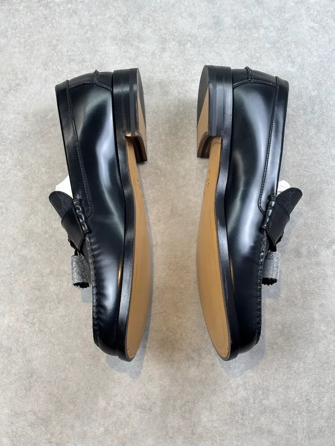 Gucci GG Supreme Tassel Leather Loafers Black PJVfHcj 6