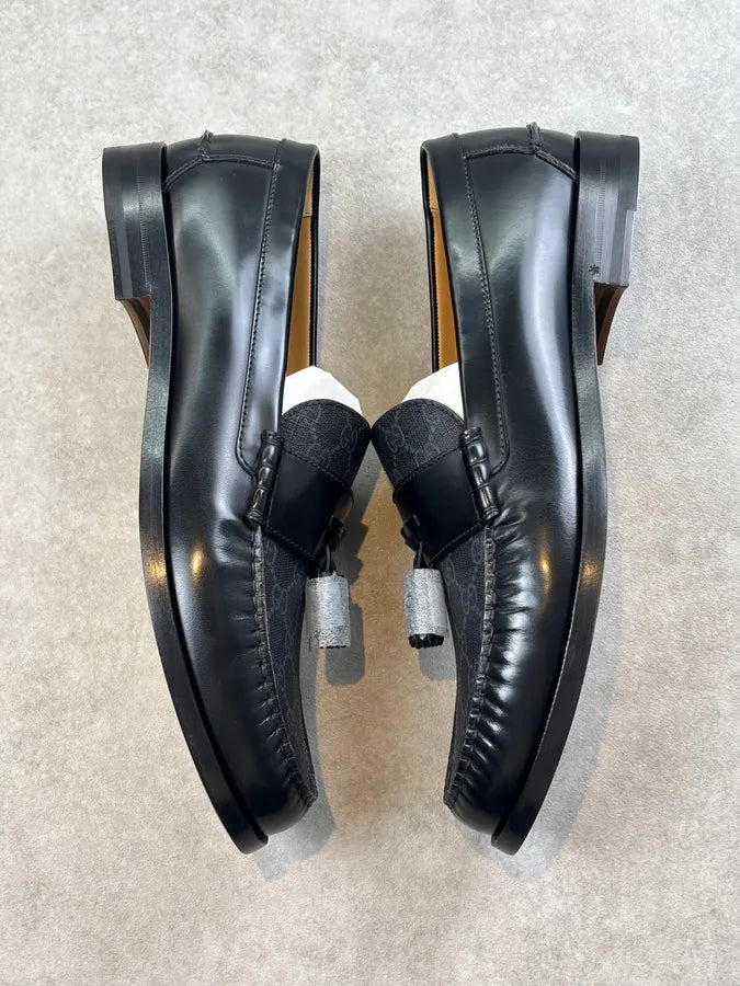 Gucci GG Supreme Tassel Leather Loafers Black PJVfHcj 7