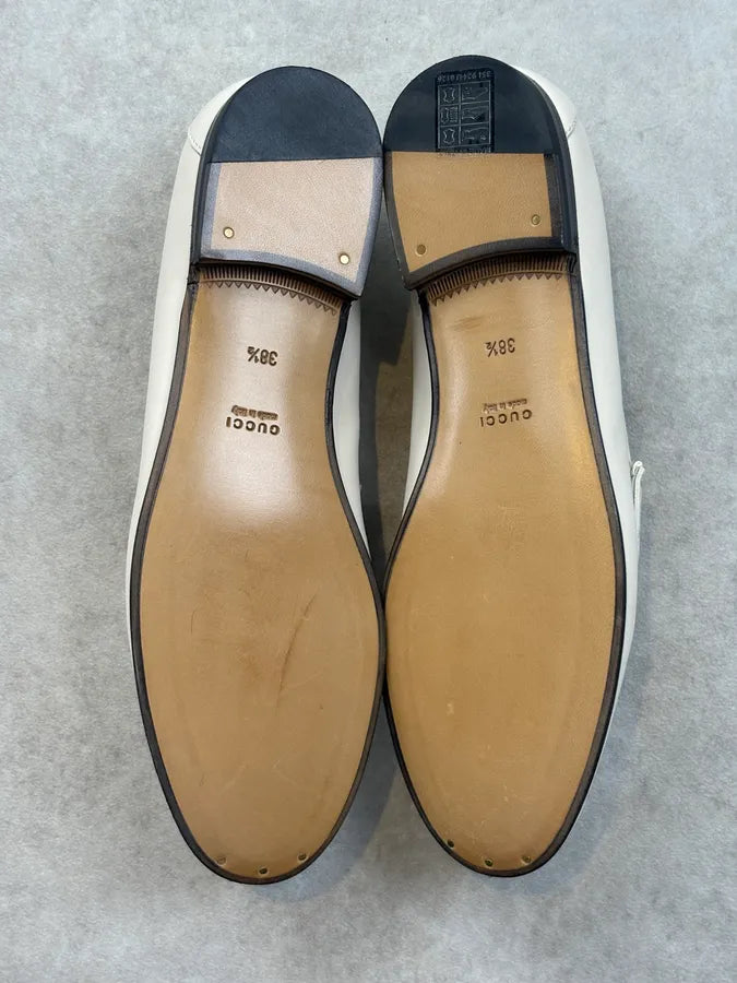 Gucci Golden Horsebit White Leather Loafers FeOywrk 5