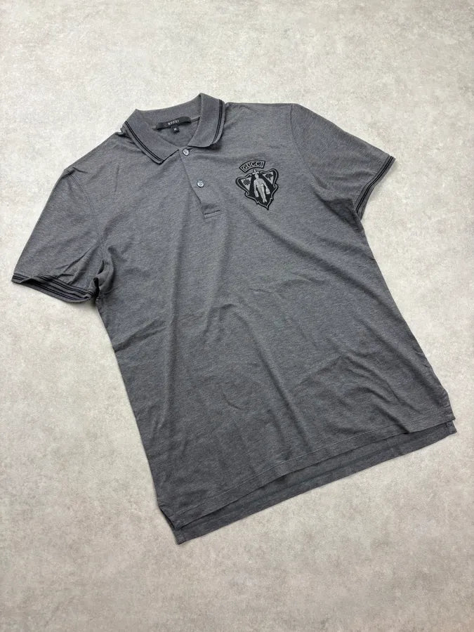 2010s Gucci Grey Embroidered Logo Polo NkLPbpX 3