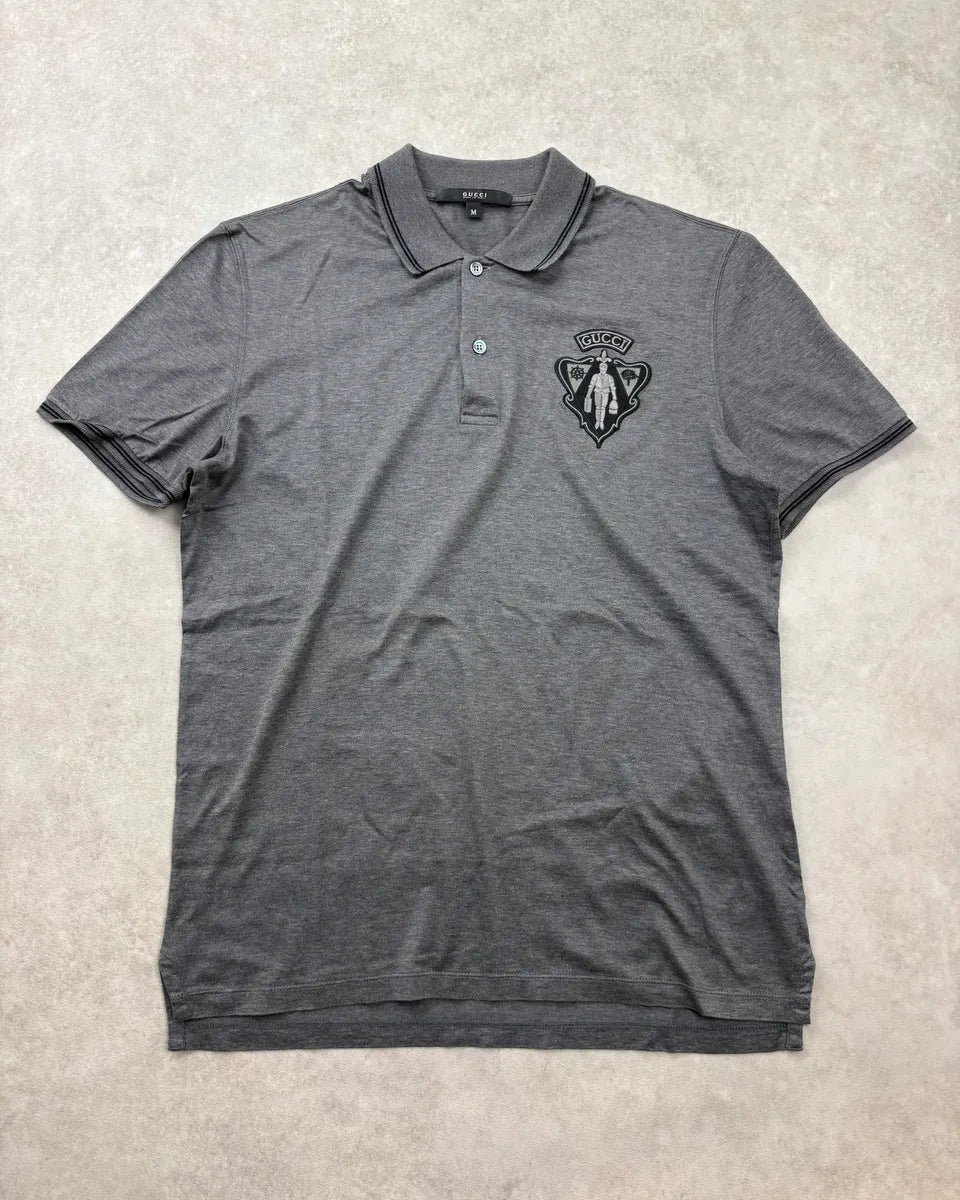 2010s Gucci Grey Embroidered Logo Polo NkLPbpX 0