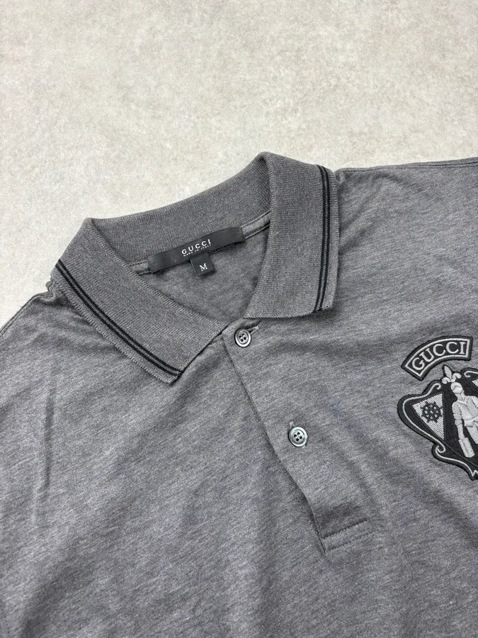 2010s Gucci Grey Embroidered Logo Polo NkLPbpX 4