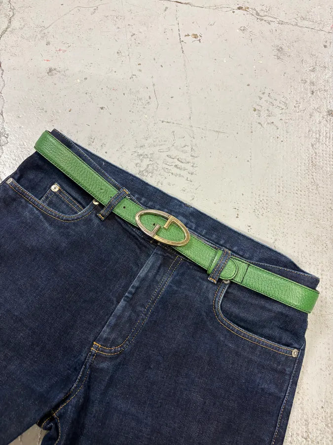 Gucci Green Leather Oval G-Buckle Belt vCjxyNm 0