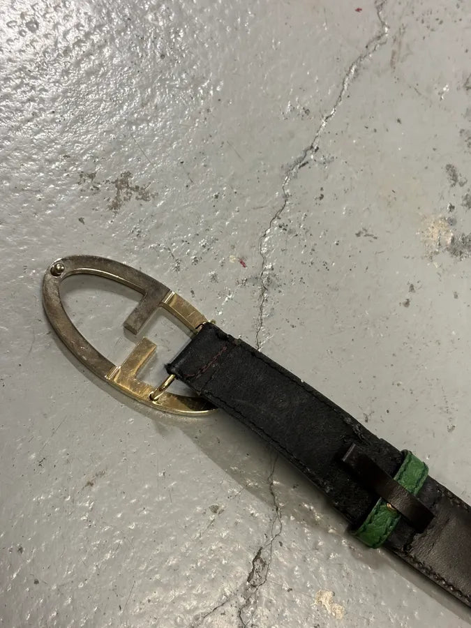 Gucci Green Leather Oval G-Buckle Belt vCjxyNm 6