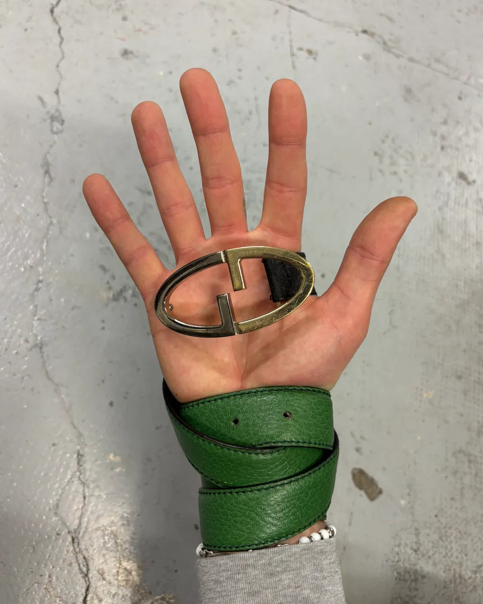 Gucci Green Leather Oval G-Buckle Belt vCjxyNm 1