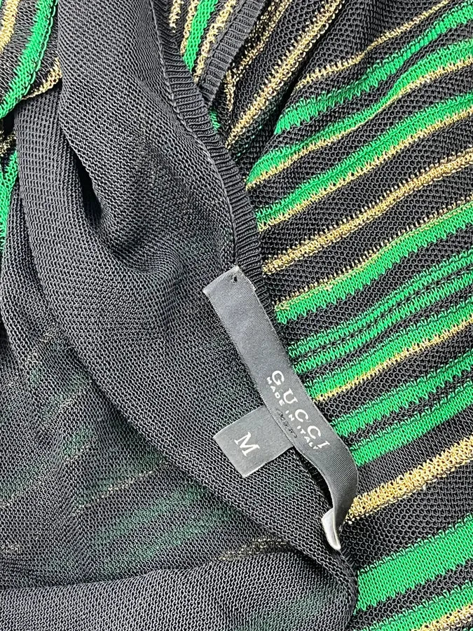 2010s Gucci Green Metallic Striped Knit Dress FDbozMe 8
