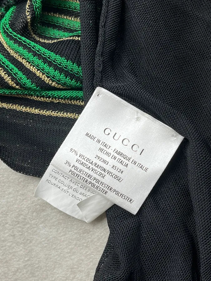 2010s Gucci Green Metallic Striped Knit Dress FDbozMe 7