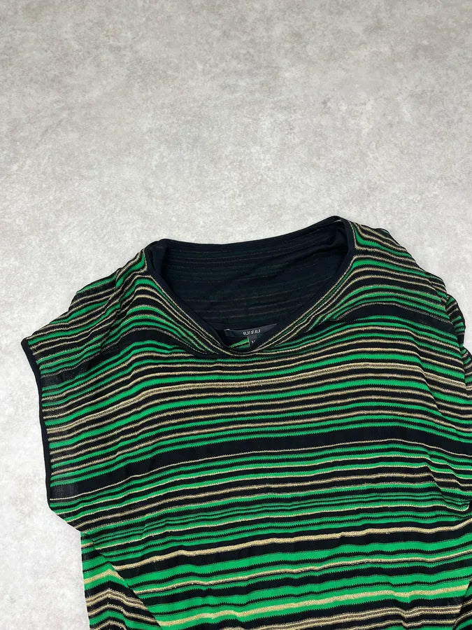 2010s Gucci Green Metallic Striped Knit Dress FDbozMe 5