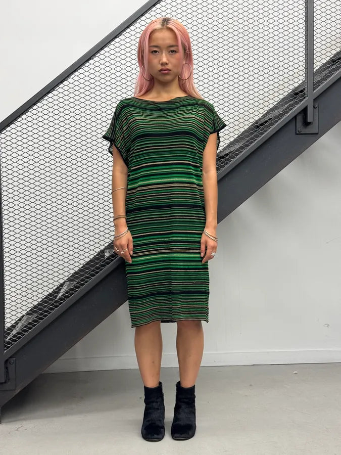 2010s Gucci Green Metallic Striped Knit Dress FDbozMe 0