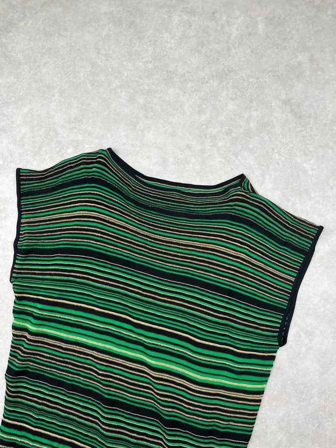 2010s Gucci Green Metallic Striped Knit Dress FDbozMe 3