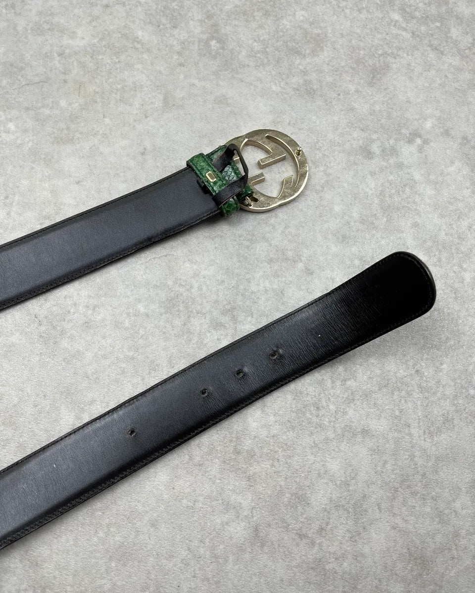 Gucci Green Python Interlocking Leather GG Belt yqBBakF 5