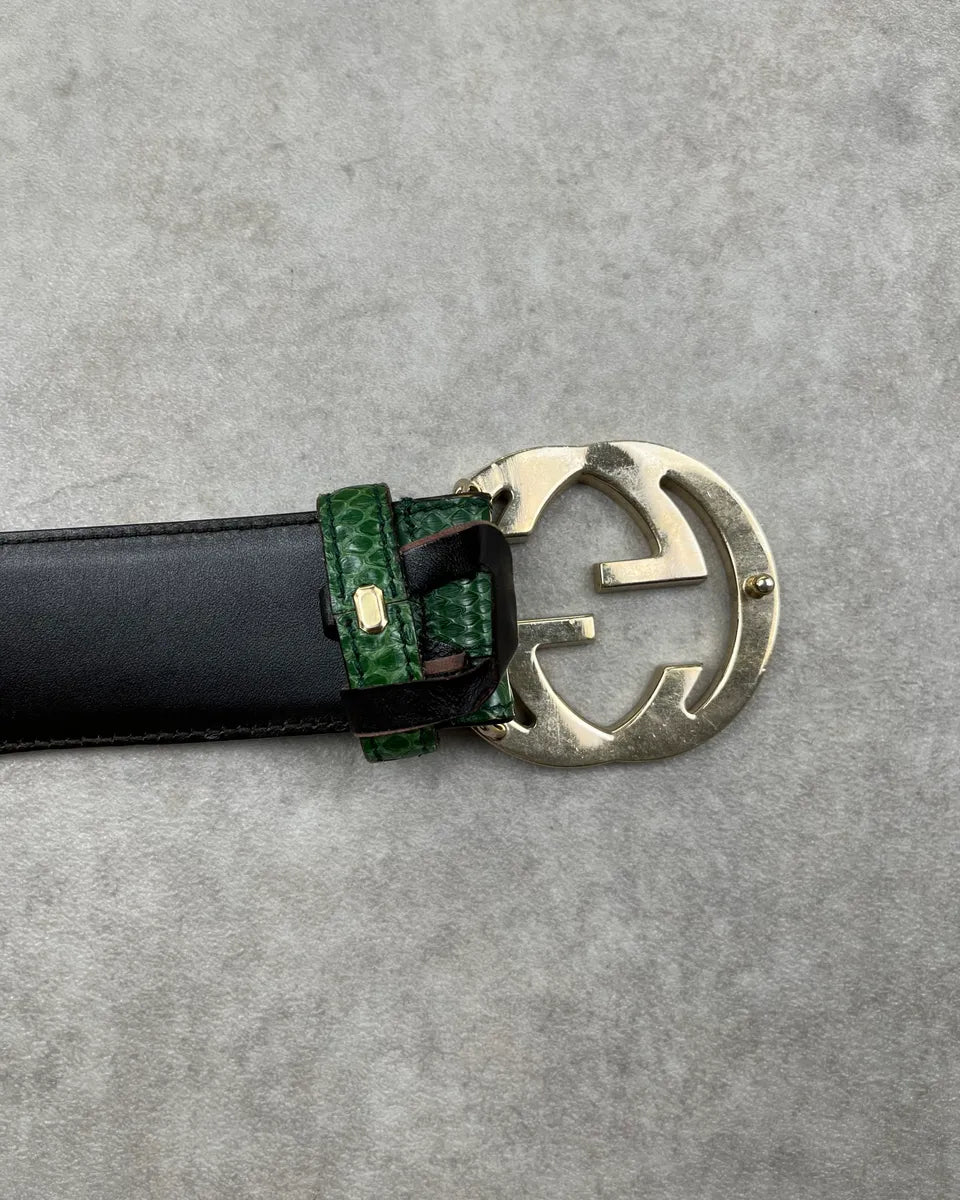 Gucci Green Python Interlocking Leather GG Belt yqBBakF 6