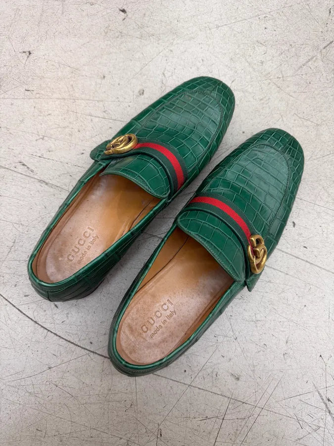 Gucci Green Signature Crocodile Leather Loafers ysGhRob 10