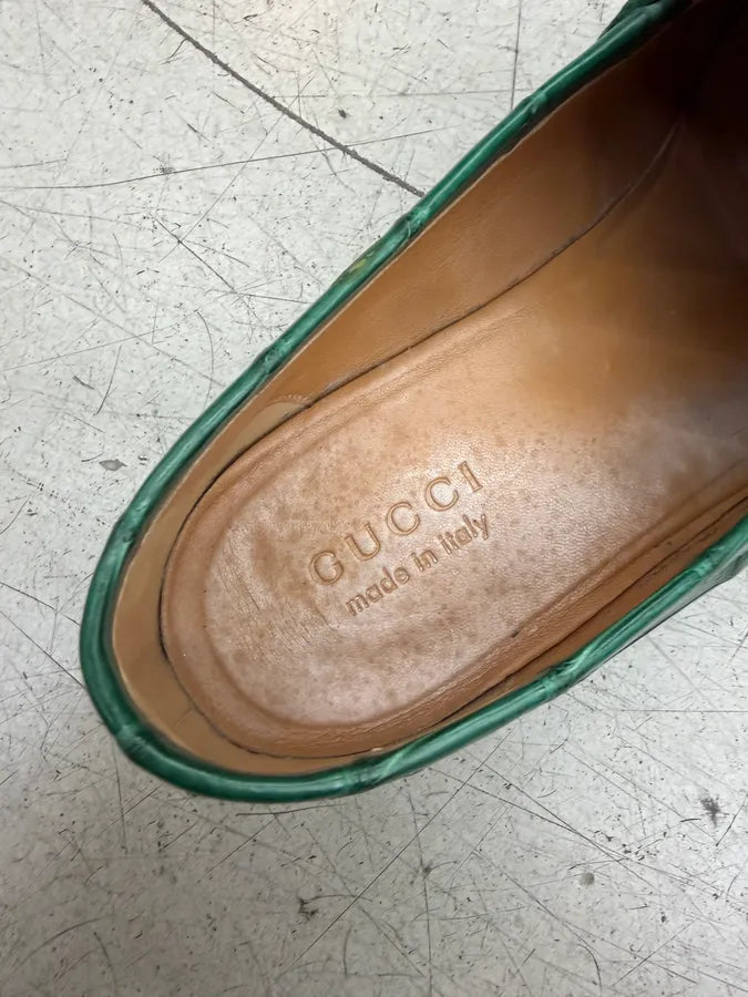 Gucci Green Signature Crocodile Leather Loafers ysGhRob 12