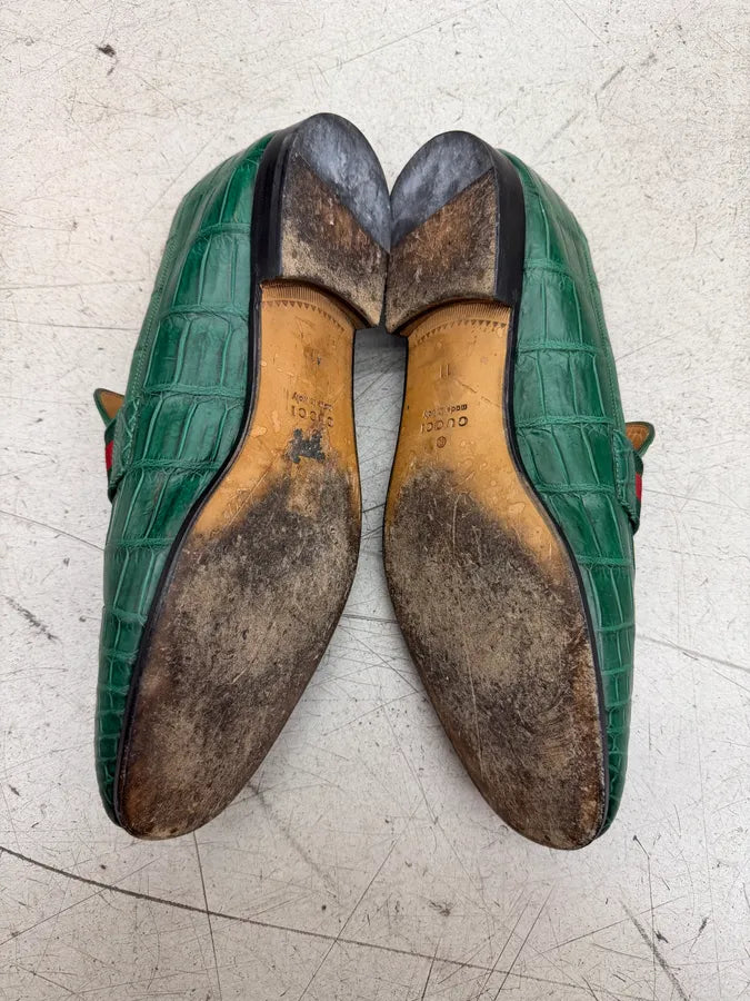 Gucci Green Signature Crocodile Leather Loafers ysGhRob 6
