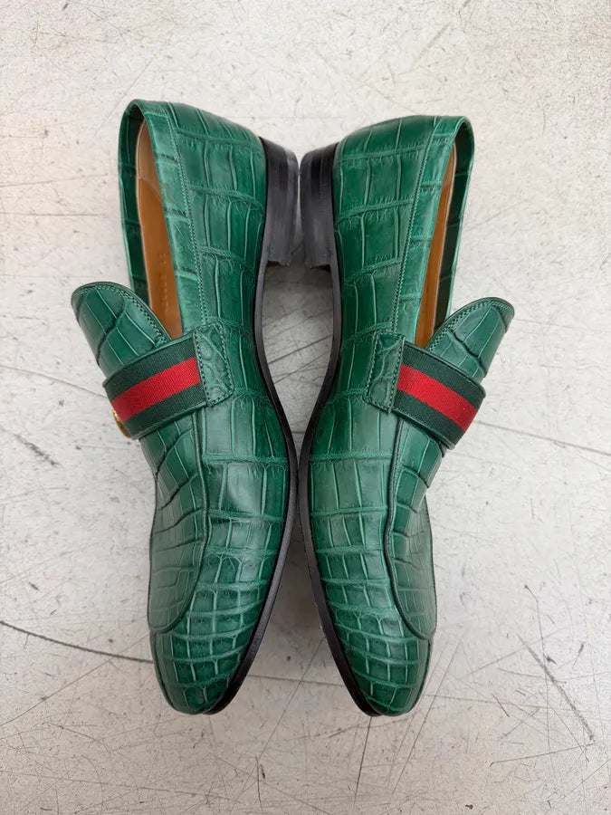 Gucci Green Signature Crocodile Leather Loafers ysGhRob 8