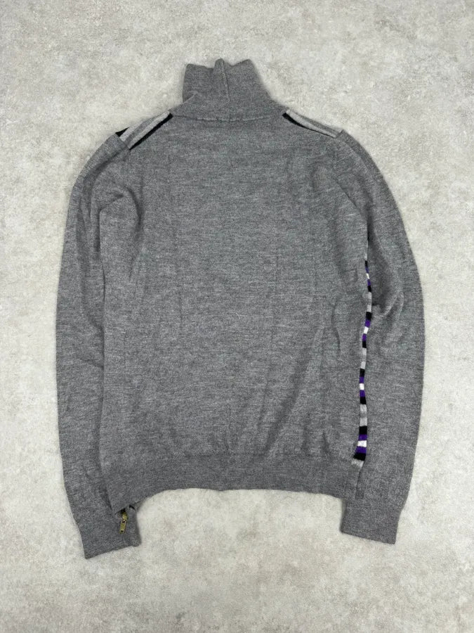 AW2009 Gucci Grey & Purple Striped Side Zip Turtleneck Sweater FaUarQQ 3