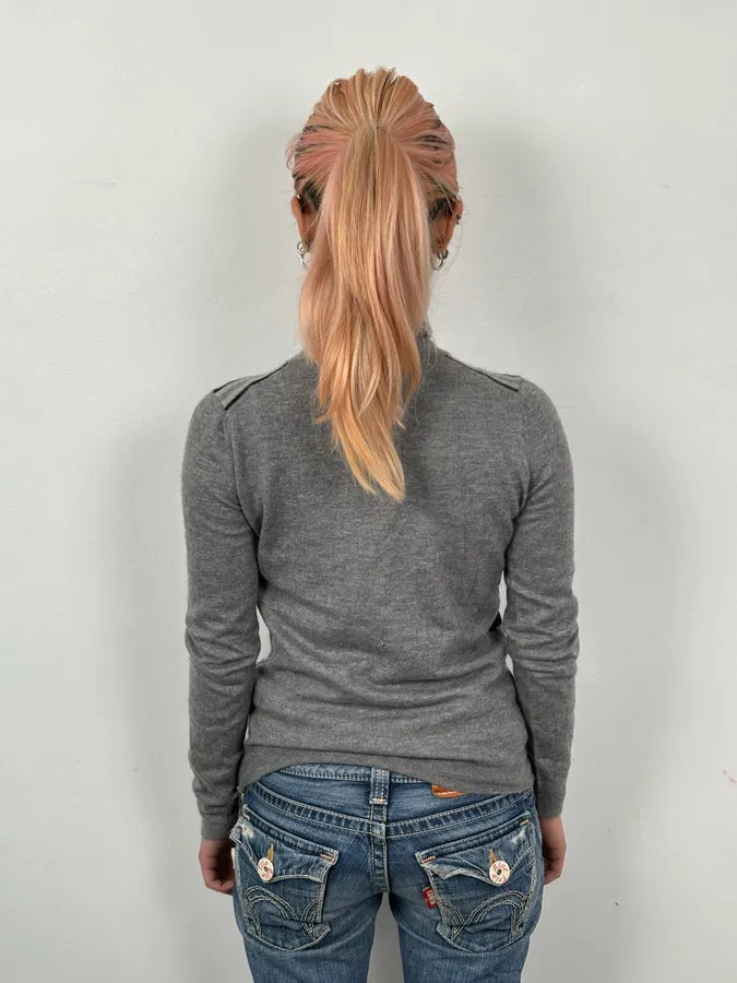 AW2009 Gucci Grey & Purple Striped Side Zip Turtleneck Sweater FaUarQQ 2