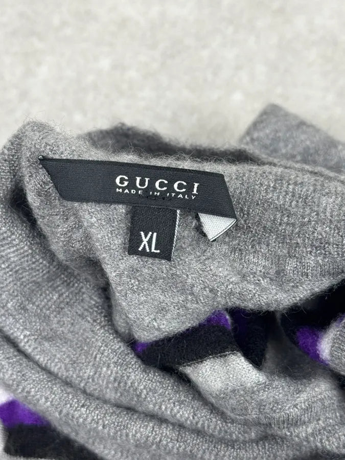AW2009 Gucci Grey & Purple Striped Side Zip Turtleneck Sweater FaUarQQ 8