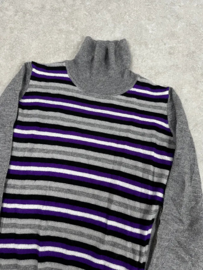 AW2009 Gucci Grey & Purple Striped Side Zip Turtleneck Sweater FaUarQQ 4