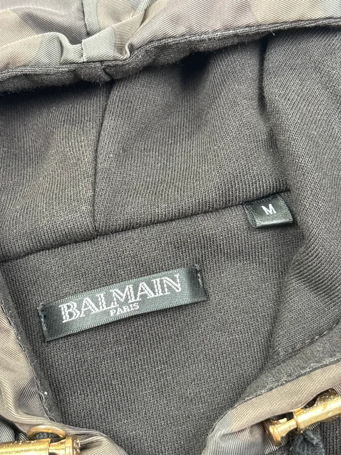 2010s Balmain Black Camo Quilted Biker Zip-up Hoodie waSHaBG 7