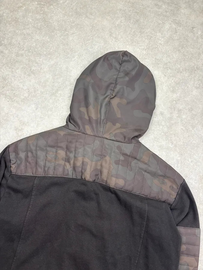 2010s Balmain Black Camo Quilted Biker Zip-up Hoodie waSHaBG 5