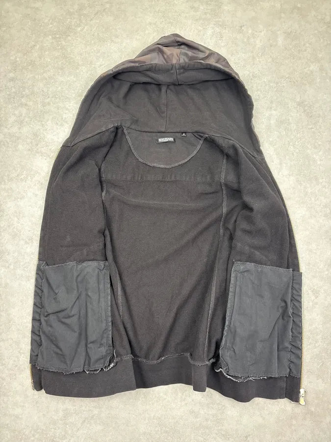 2010s Balmain Black Camo Quilted Biker Zip-up Hoodie waSHaBG 6