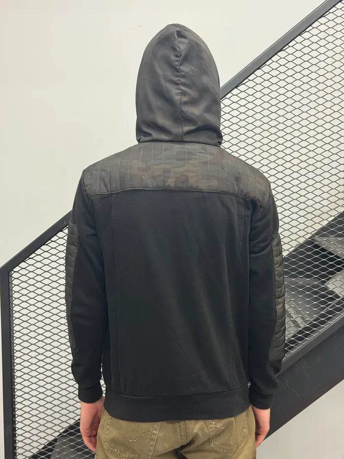 2010s Balmain Black Camo Quilted Biker Zip-up Hoodie waSHaBG 2