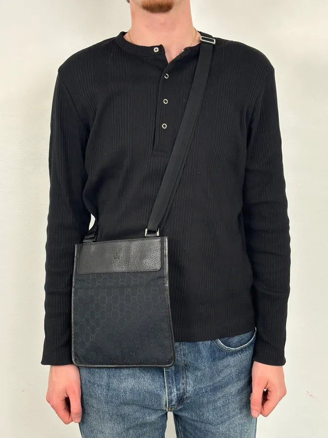 SS2003 Gucci Black Canvas Monogram Crossbody Bag XiJuHbI 1