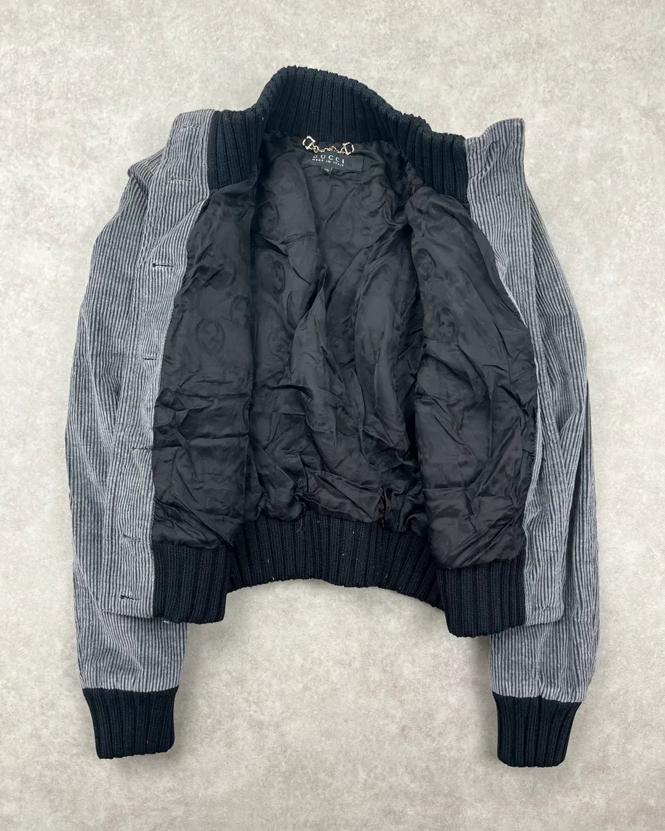AW2006 Gucci Madonna Grey Corduroy Striped Jacket by Frida Giannini jkOtzgc 3