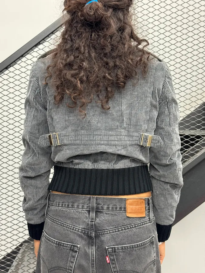 AW2006 Gucci Madonna Grey Corduroy Striped Jacket by Frida Giannini jkOtzgc 2