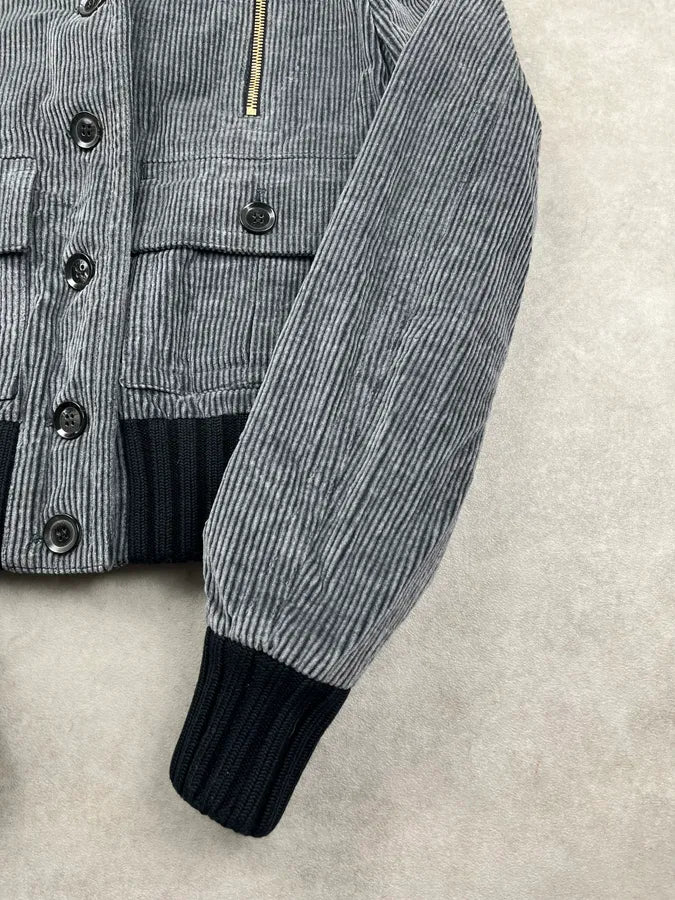 AW2006 Gucci Madonna Grey Corduroy Striped Jacket by Frida Giannini jkOtzgc 8