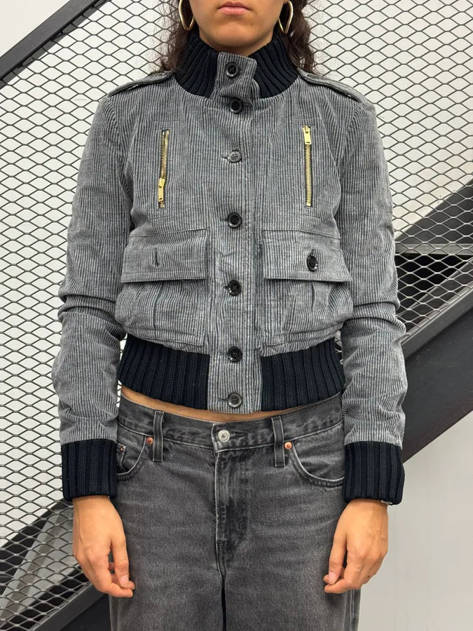 AW2006 Gucci Madonna Grey Corduroy Striped Jacket by Frida Giannini jkOtzgc 1