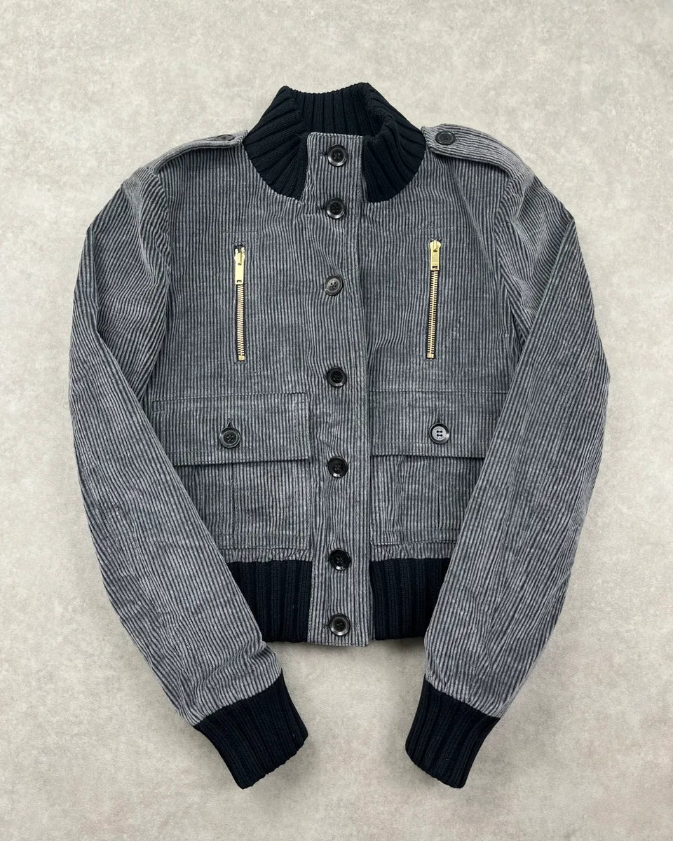AW2006 Gucci Madonna Grey Corduroy Striped Jacket by Frida Giannini jkOtzgc 0