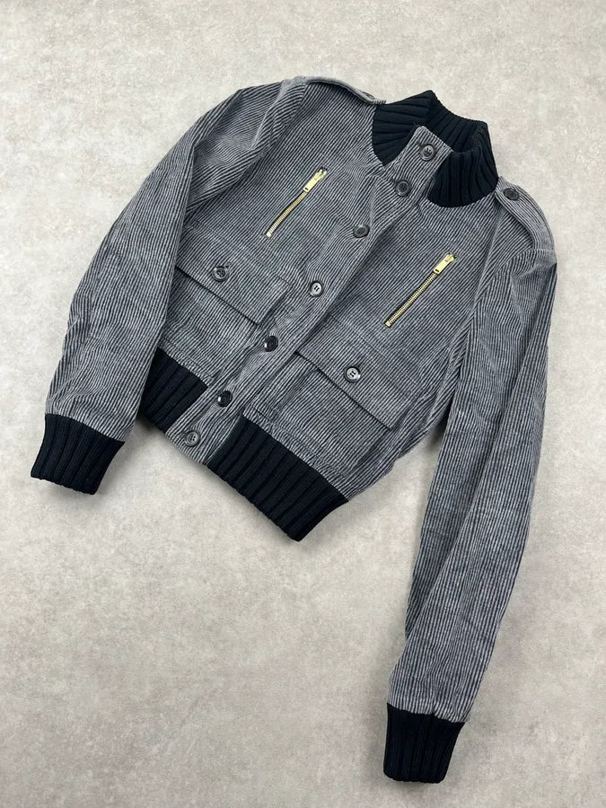 AW2006 Gucci Madonna Grey Corduroy Striped Jacket by Frida Giannini jkOtzgc 7
