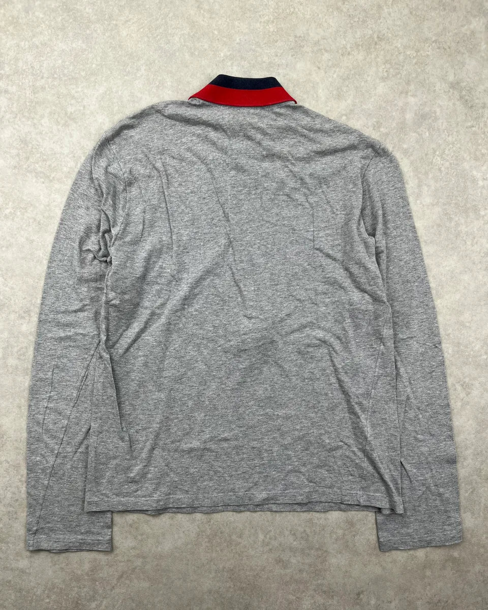 SS2007 Gucci Grey Contrast Collar Longsleeve Polo by Frida Giannini ZUQgHPP 3