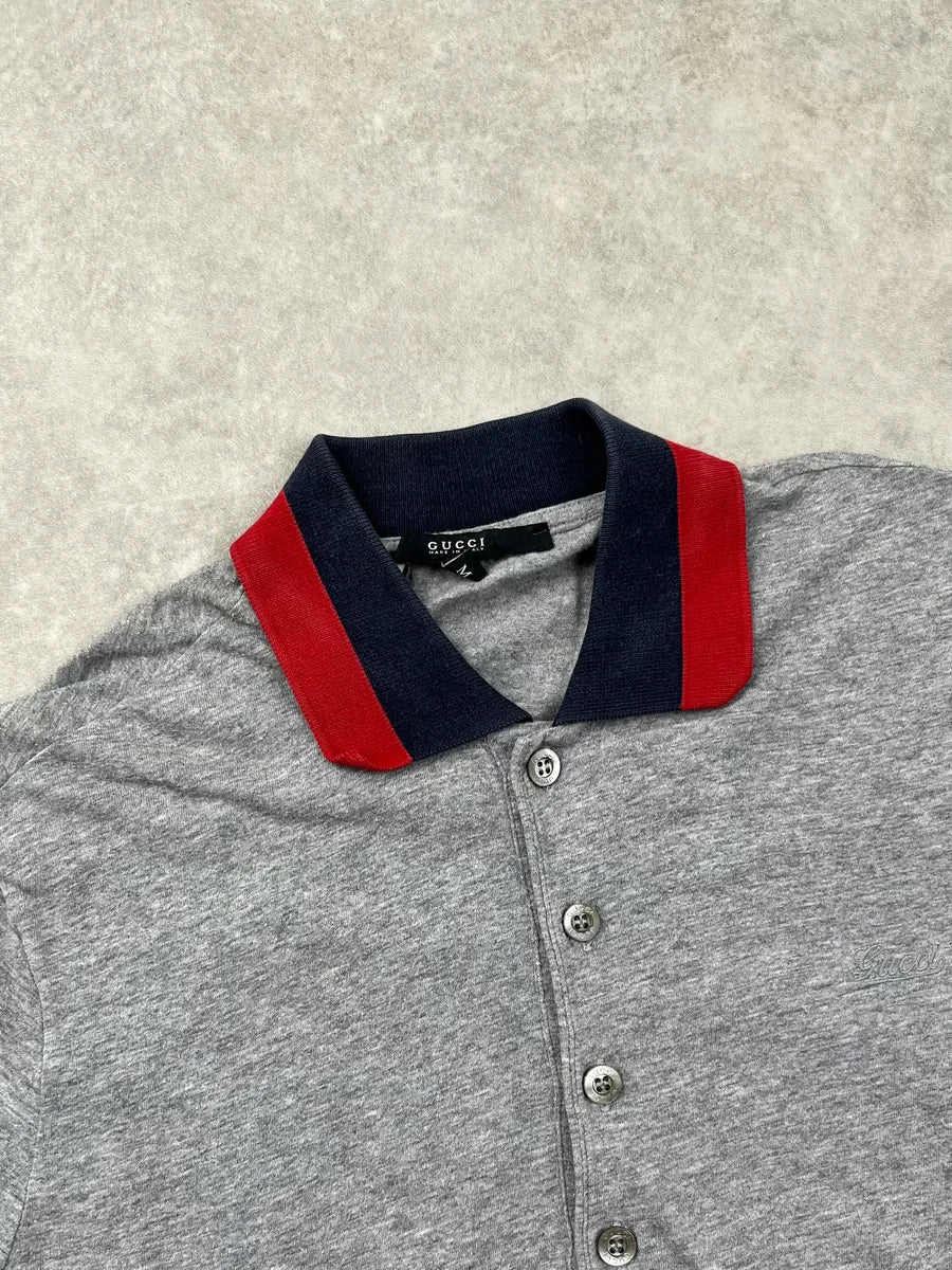 SS2007 Gucci Grey Contrast Collar Longsleeve Polo by Frida Giannini ZUQgHPP 4