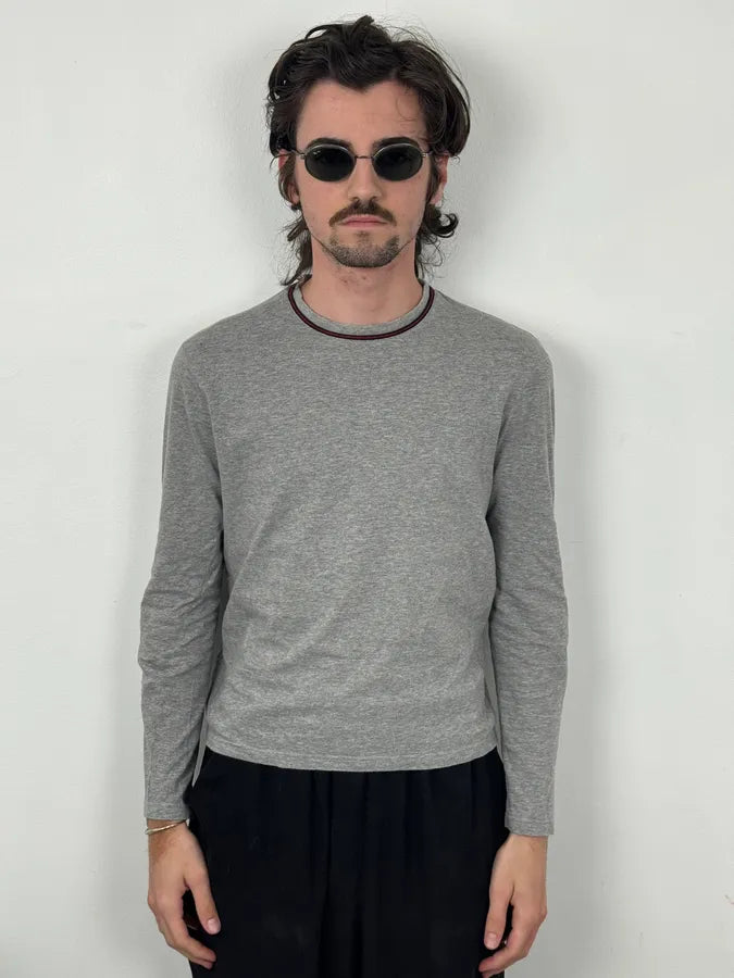 SS2007 Gucci Grey Minimalist Longsleeve T-Shirt osbscxI 1