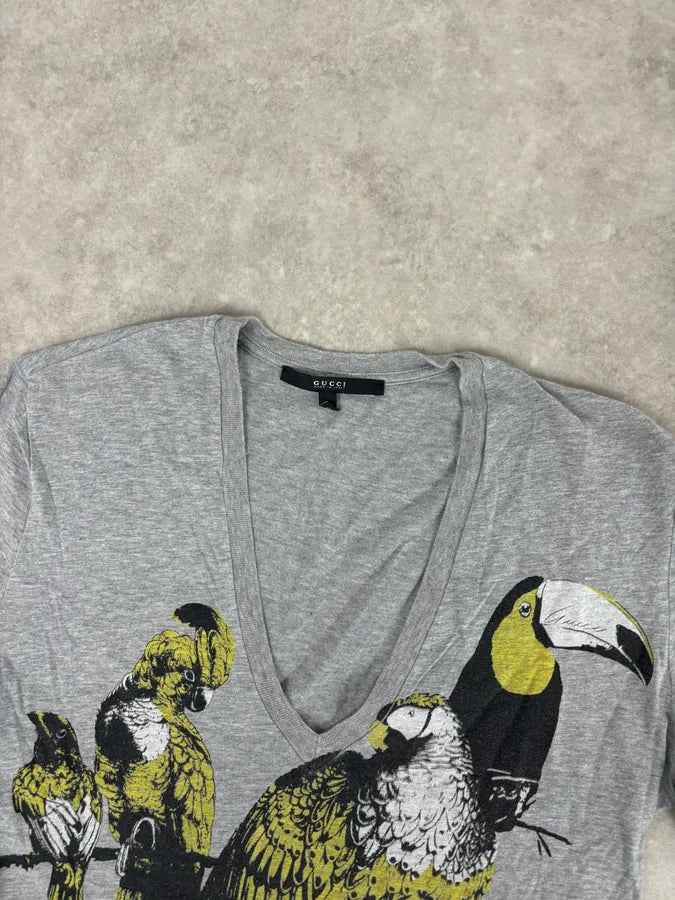 SS2008 Gucci Grey V-Neck Bird T-Shirt  choGbqR 3